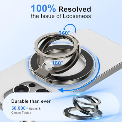 Magnetic Phone Ring Holder,Dual-Side MagSafe Phone Ring Grip with Kickstand - color: gray
