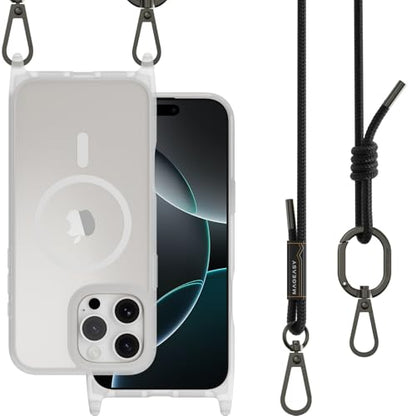 MAGEASY Roam MagSafe Crossbody iPhone Case with Adjustable Strap for iPhone 16 Pro Max, Magnetic Case with Detachable Lanyard, 16FT Drop Defense, Camera Control Compatible (Transparent) - color: Transparent, size: iPhone 16 Pro Max