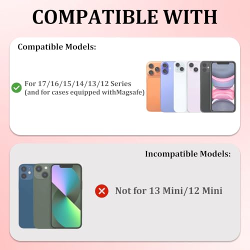 Aiivioll 4-in-1 Magnetic Grip Card Stand for MagSafe, Bare Phone Use, Pink - color: Pink