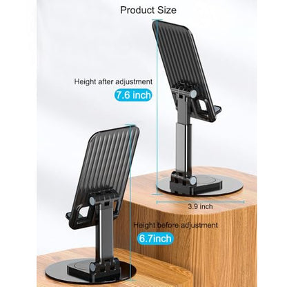 Cell Phone Stand 2 Pack,Angle Height Adjustable Cell Phone Holder for Desk,Foldable Desktop Phone Holder Cradle Dock with Silicon Pad Compatible with All Mobile Phones (Black + White)