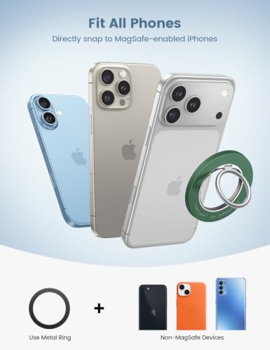 Lamicall Magnetic Phone Grip for MagSafe Accessories, Strong Magnet Ring - color: Dark Green
