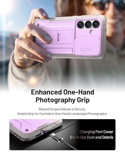 Poetic Revolution Case for Samsung Galaxy S26, [Slide Camera Cover], [20FT Mil-Grade Drop Tested], Full-Body Military Grade Rugged Dual-Layer Shockproof Cover with Kickstand, Purple - color: Purple, size: Galaxy S26