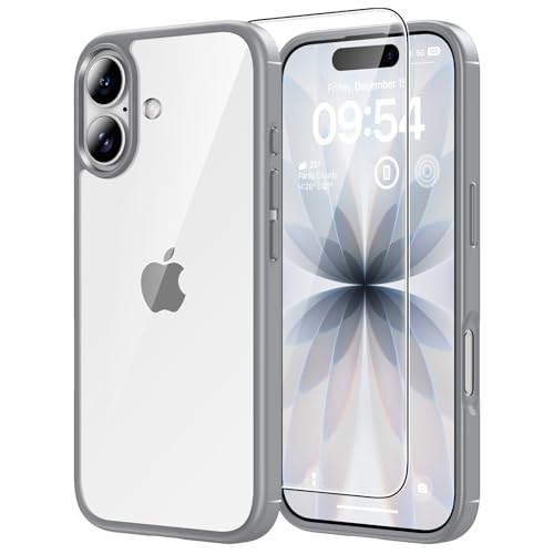 TAURI for iPhone 17 Case, Anti-Yellowing with Screen Protector, Military-Grade Protection Shockproof Slim Phone Case for iPhone 17, Grey - color: E-Titanium