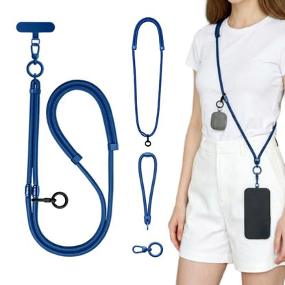 4-in-1 Phone Lanyard, Crossbody, Neck, Wrist & Finger Strap - color: Blue