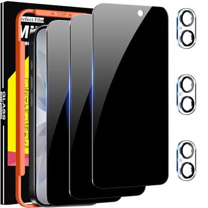 Milomdoi Privacy Screen Protector for iPhone 17, Tempered Glass - color: Black