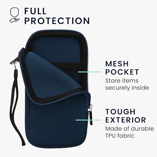 kwmobile Universal Phone Pouch Size XXL - 7" - Neoprene Smartphone Pouch with Zip - Water-Repellent Mobile Phone Case - Sleeve in Navy Blue - color: navy blue, size: XXL - 7"