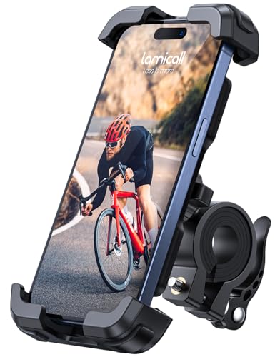Lamicall Bike Phone Mount Holder - Motorcycle Phone Mount, Adjustable Cell Phone Holder Gifts, E-Bike Bicycle Scooter Handlebar Cradle Clip for iPhone Air 17 Pro Max, 16 15 Plus, 14, 4.7-6.8" Phone - color: Black