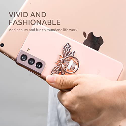 Cell Phone Ring Holder Finger Stand - Allengel Finger Ring Stand Grip 360 Degree Rotation (Gold Diamond) - color: rosegold white clear