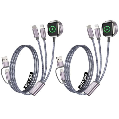 2Pack Travel Essentials,Multi Charging Cable for Apple Watch Charger Gray - color: Gray, size: 2Pack-4FT