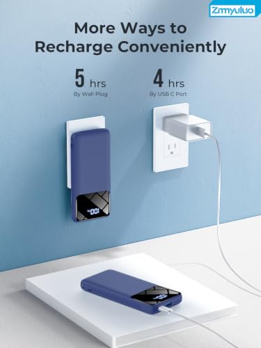 Portable Charger 10000mAh Power Bank with Built-in Cables and Wall Plug
