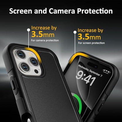Follaroma Magnetic for iPhone 16 Pro Case, Heavy Duty Cases, Black, 6.7" | Compatible with MagSafe, Heavy Duty Shockproof,Military-Grade Anti-Drop Protective,Dual Layer Magnetic Protection Phone Cover - color: Black, size: iPhone 16 Pro 6.3''