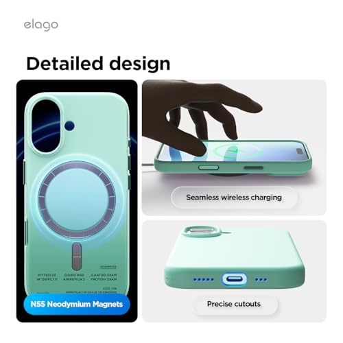elago Premium Magnetic Silicone Case for iPhone 17 | Compatible with MagSafe, Liquid Silicone Material, Protection, Shockproof, Slim Phone (Aqua Sky) - color: Aqua Sky, size: iPhone 17