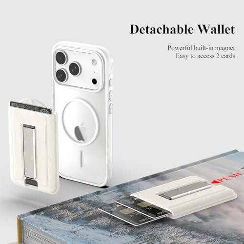 Nvollnoe for iPhone 17 Pro Case with Card Holder & Screen Protector, Compatible with Magsafe, Built-in Kickstand, Detachable Magnetic Wallet Case for iPhone 17 Pro(Clear) - color: Clear