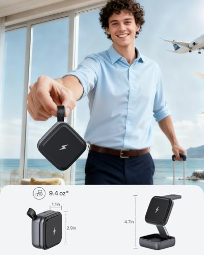 UEQ 3 in 1 Wireless Charging Station for Apple Devices,Foldable Fast Travel Magnetic Wireless Charger,Compatible with MagSafe Charger for iPhone 17 Air 16 15 14 13 12,Apple Watch&AirPods Pro