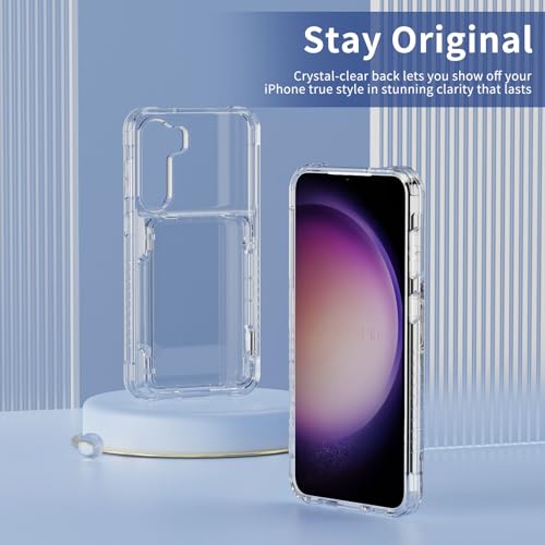 ACANDYA for Samsung Galaxy S23 Plus Case Wallet Galaxy S23+ Case Clear with Card Holder ID Card Slot Heavy Duty Protection Shockproof Anti-Scratch Cover for Women Men for Galaxy S23 Plus Transparent - size: Galaxy S23+ S23 Plus 6.6 inch