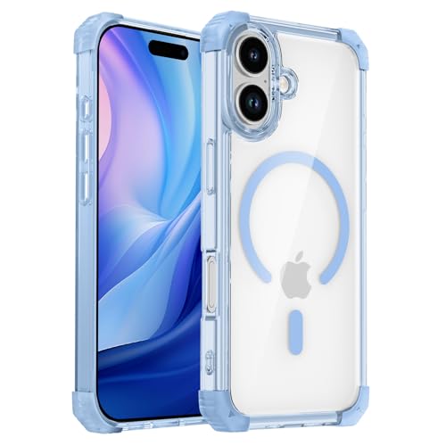 Magnetic Clear Case for iPhone 17 Case Crystal Clear, [Anti-Yellowing][Military-Grade Protection], Shockproof Protective Bumper Cute Transparent Slim, Compatible with MagSafe, Clear Blue - color: Blue, size: for iPhone 17