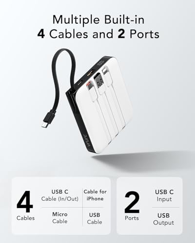 VRURC Battery Pack Portable Charger 10000mAh, 22.5W Fast Charging - color: White