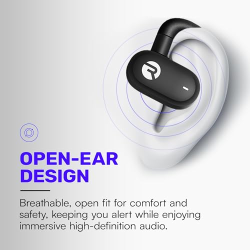 Raycon Fitness Open Ear Earbuds – Open Ear Headphones, Earbuds Wireless Bluetooth, Running Headphones, Sweat & Water-Resistant Earphones, 40 Hours Battery Life (Black) - color: Black