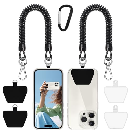 Doormoon Phone Tether Anti Theft, Phone Lanyard With Heavy Duty Carabiner - color: Black - 2 Pack