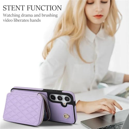 Asuwish Phone Case for Samsung Galaxy S25 5G Wallet Cell Cover with Tempered Glass Screen Protector Wrist Crossbody Strap RFID Blocking Credit Card Holder S 25 25S 25 25S SM-S931U Women Girls Purple - color: Purple