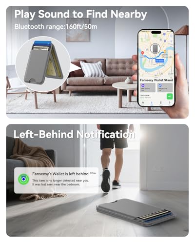 TWZKG for MagSafe Wallet, Works with Apple Find My,5 Card Holder with Stand, Magnetic Phone Wallet for iPhone 17/16/15/14/13/12 Pro Max Plus Air, RFID Blocking Vegan Leather,Dark Grey - color: Findmy Dark Grey