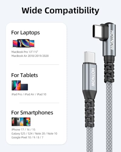 Short Right Angle USB C to USB C Cable 12 inch 3 Pack, PD 65W Fast Charging - color: Grey White, size: 1FT