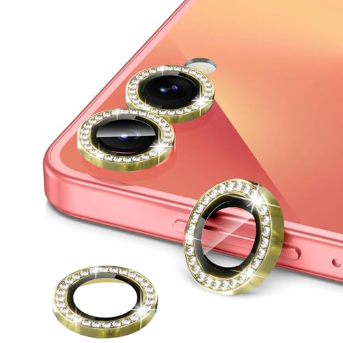 2-Pack Camera Lens Protectors for Galaxy Z Flip7, Glitter Bling Sparkly Camera Cover with Aluminum Edging,Individual Metal Lens Cover [Case Friendly],Bling Gold - color: Bling Gold