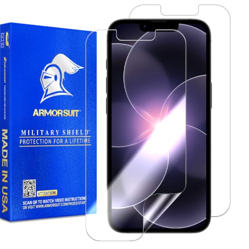 ArmorSuit 2 Pack for iPhone 17e, 16e, iPhone 14, 13, 13 Pro (6.1-Inch) Screen Protector Case Friendly HD Clear MilitaryShield Film - Made in the USA - size: iPhone 14 6.1"