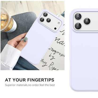 GUAGUA Compatible with iPhone 17 Pro Max Case 6.9 Inch Liquid Silicone Soft Gel Rubber Slim Thin Microfiber Lining Cushion Texture Cover Shockproof Protective Phone Case for iPhone 17 Pro Max, Purple - color: Lavender Purple, size: iPhone 17 Pro Max