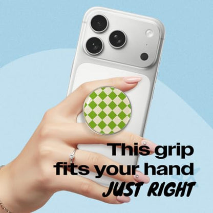 Trendy Checkerboard Phone Grip - Sleek, Expandable, Collapsible - Non-Slip, Durable, Universal Fit - Ideal for Style-Conscious Users (Green)