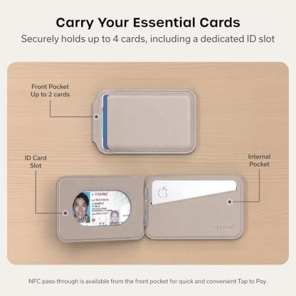 Satechi MagSafe Wallet Stand, Card Holder, NFC Pass-Through - color: Taupe