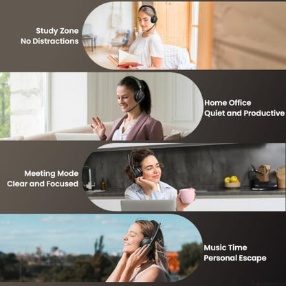 Dytole Wireless Headset with Mic for Work, Bluetooth 5.3 Headset with Noise Cancelling, Wireless Headphones with Mic & USB Dongle, 65H & Mute, Ideal for PC/Call Center/Computer/Laptop/Study