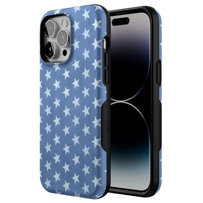 Casely iPhone 14 Pro Max Case | Coastal Blues | Denim Stars | Bold Protective Design | Compatible with MagSafe - color: Coastal Blues | Denim Stars