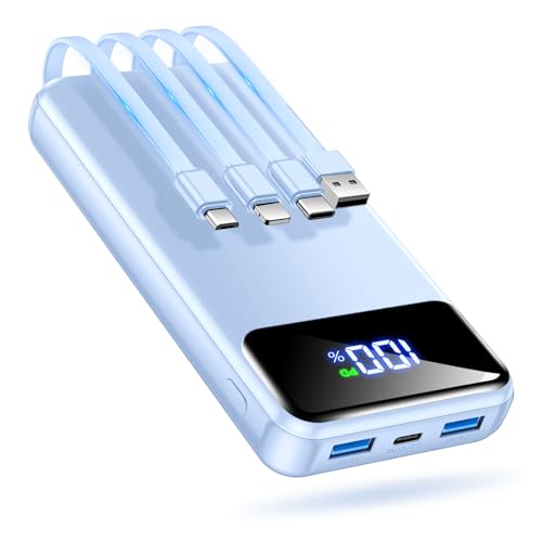 OHOVIV Portable Charger Power Bank 50000mAh,4 Built-in Cables Battery Pack - color: Blue