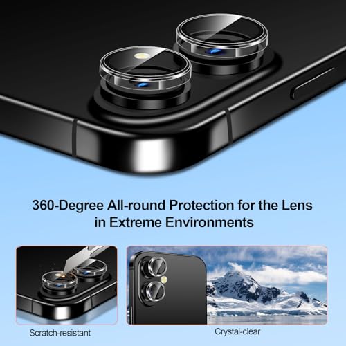 QHOHQ [1-Second Auto-Install] 3 Pack Screen Protector for iPhone 17 + 1 Set Camera Lens Protector, 9H+ Shatterproof Tempered Glass, [12FT Military Grade Protection], Anti-Fingerprint, Case Friendly - size: iPhone 17 6.3 Inch