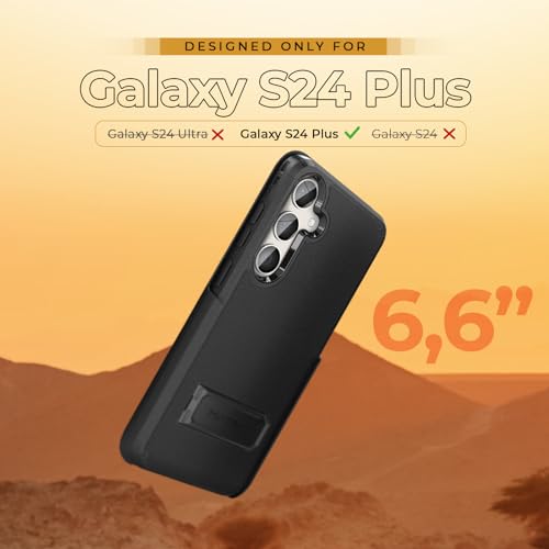 MOTIVE for Samsung Galaxy S24 Plus Case with Belt Clip and Stand | 6.7" | Case & Holster, MagSafe compatible, built-in Kickstand Horizontal, 360° rotating belt clip, slim low-profile fit - size: s24 Plus