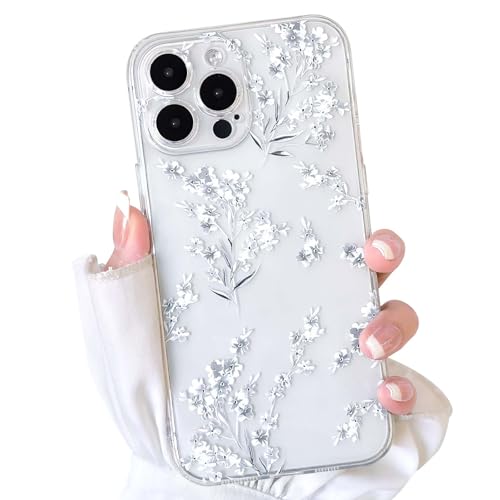 NITITOP Compatible for iPhone 12 Pro Max Case Cute Clear Flower - White | Floral for Girls Women, Girly, Aesthetic, Soft TPU, Full Camera Lens, Protective, Shockproof Phone Cover - color: White, size: iPhone 12 Pro Max