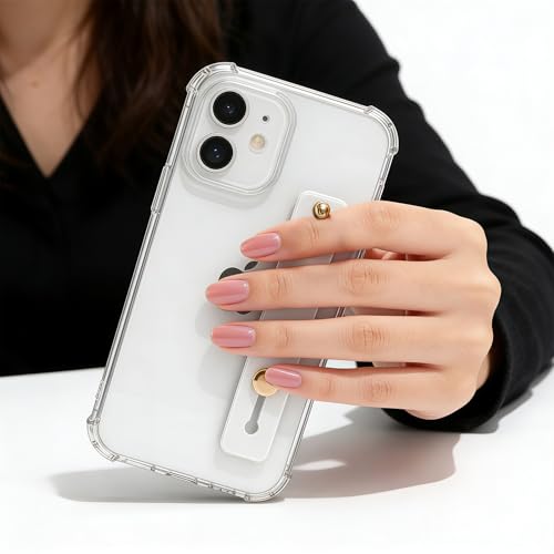 Compatible for iPhone 12 Case with Strap Holder Stand - Crystal Clear | Wristband Kickstand, Clear Soft TPU, Adjustable Finger Hand Grip Loop, Shockproof Bumper Rugged Cover - color: Crystal Clear, size: iPhone 12 6.1"