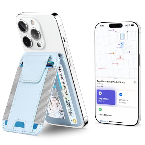 for MagSafe Wallet Works with Apple Find My, Strongest Magnetic Wallet - color: Sky Blue