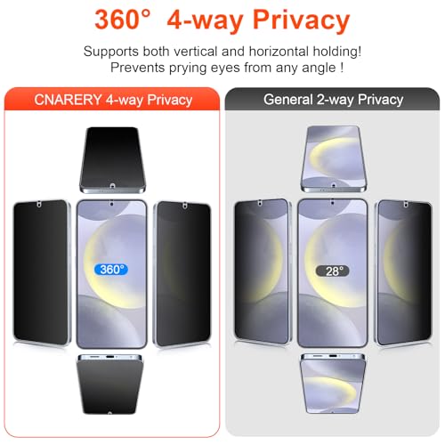 2 Pack 4 Way 360 ° Matte Privacy Screen Protector for Samsung Galaxy S24 Plus 6.7 Inch[Not Glass], Anti-Scratch, Anti-Glare, Support fingerprint - size: Samsung Galaxy S24 Plus