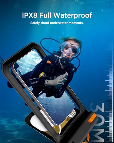 Miimall Double Space IPX8 Waterproof Phone Pouch 2 Pack, Floating Waterproof Phone Case with Lanyard for iPhone 17 16 15 14 Pro Max, Phone Dry Bag Cruise Beach & Vacation Essentials 7.2 inch, Black - color: Black