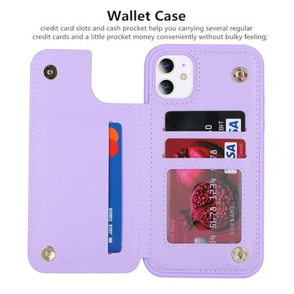 iCoverCase Compatible with iPhone 11 Case with Card Holder, Wallet Phone Case for Women Men RFID Blocking PU Leather Protective Case 6.1 Inch (Light Purple) - color: Light Purple
