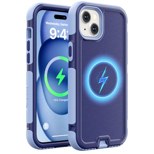 Follaroma for iPhone 15 Case, Compatible with MagSafe, Heavy Duty Shockproof Protective Phone Case, Anti-Drop Protection, Dual Layer Magnetic Phone Cover for iPhone 15, 6.1", Blue-Purple - color: Blue-Purple, size: iPhone 15 6.1''