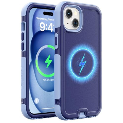 Follaroma Magnetic for iPhone 15 Case, Heavy Duty Cases, Blue-Purple,6.1" | Compatible with MagSafe, Heavy Duty Shockproof,Military-Grade Anti-Drop Protective,Dual Layer Magnetic Protection Phone Cover - color: Blue-Purple, size: iPhone 15 6.1''