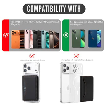 For MagSafe Wallet,Magnetic Card Holder RFID Blocking Wallet with 5 Card Slots & Cash Pocket For iPhone 17/16/ 15/14/ 13/12/ Pro/Max/Plus/Air Black - color: Black
