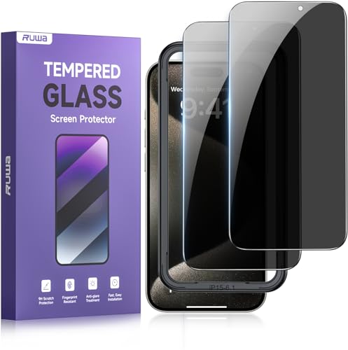 ruwa Privacy Screen Protector for iPhone 15/16 [6.1 Inch][2-Pack] - size: for iPhone 15/16-6.1 inch