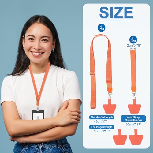 PATIKIL Smart Phone Lanyard with Wrist Strap and Patches for Most Smartphones ID Badges Keychain - color: Orange