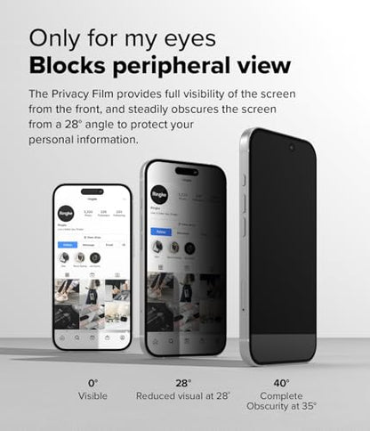 Ringke for iPhone 16/15 Screen Protector [Easy Slide Privacy, 2 Pack] - size: iPhone 16 / 15
