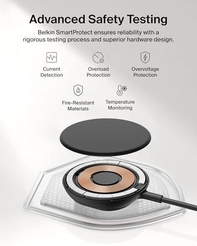 Belkin Qi2 25W Magnetic Wireless Charging Pad, Fast Charging, No Adapter - color: Black, style: No Power Supply Included