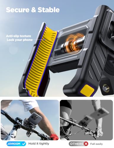 JOYROOM Motorcycle Bike Phone Mount, Camera Friendly Bike Phone Holder - color: Yellow